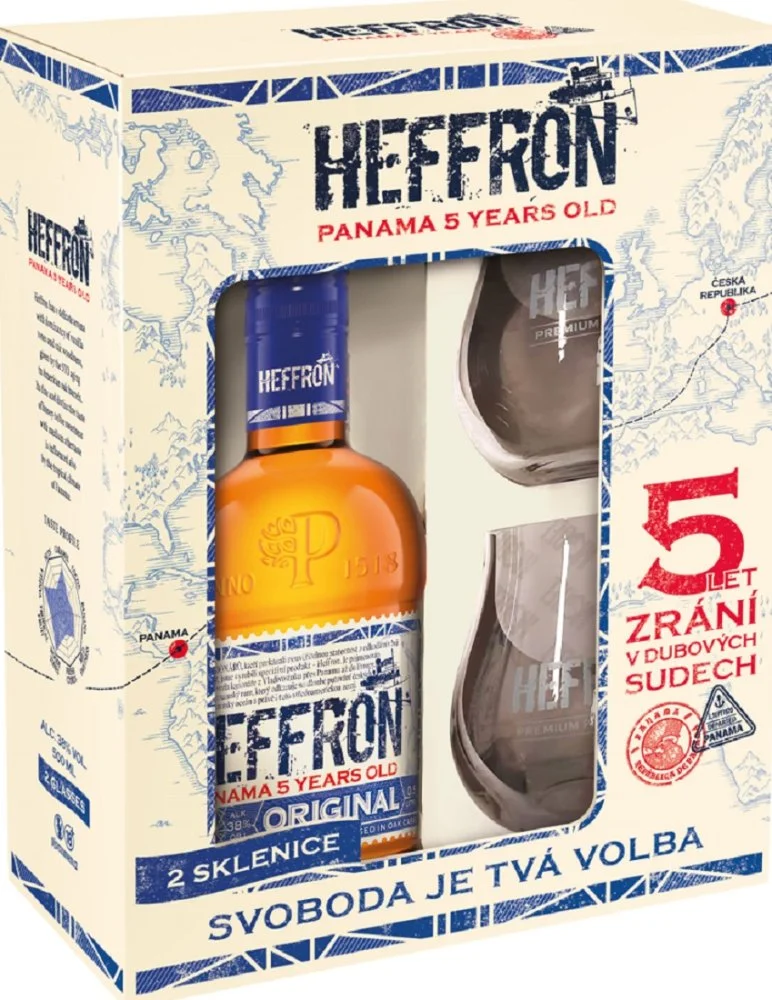 Heffron Original 5y 0,5l 38% + 2x sklo GB