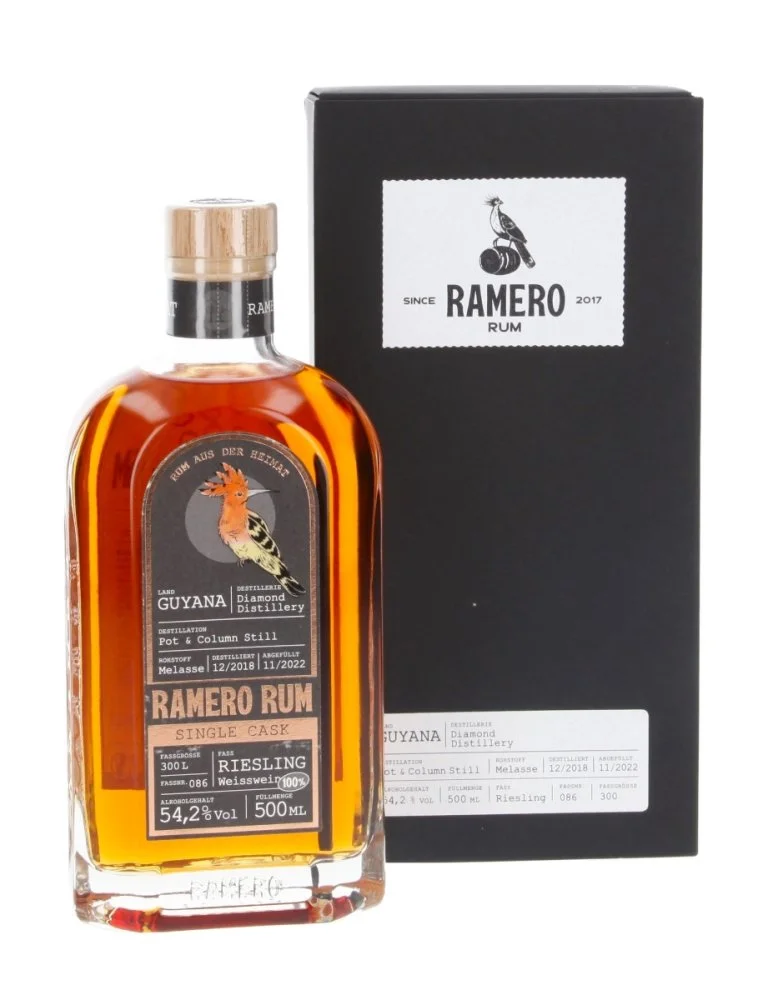 Ramero Rum Guyana Single Cask Riesling 4y 2018 0,5l 54,2% GB L.E. / Rok lahvování 2022