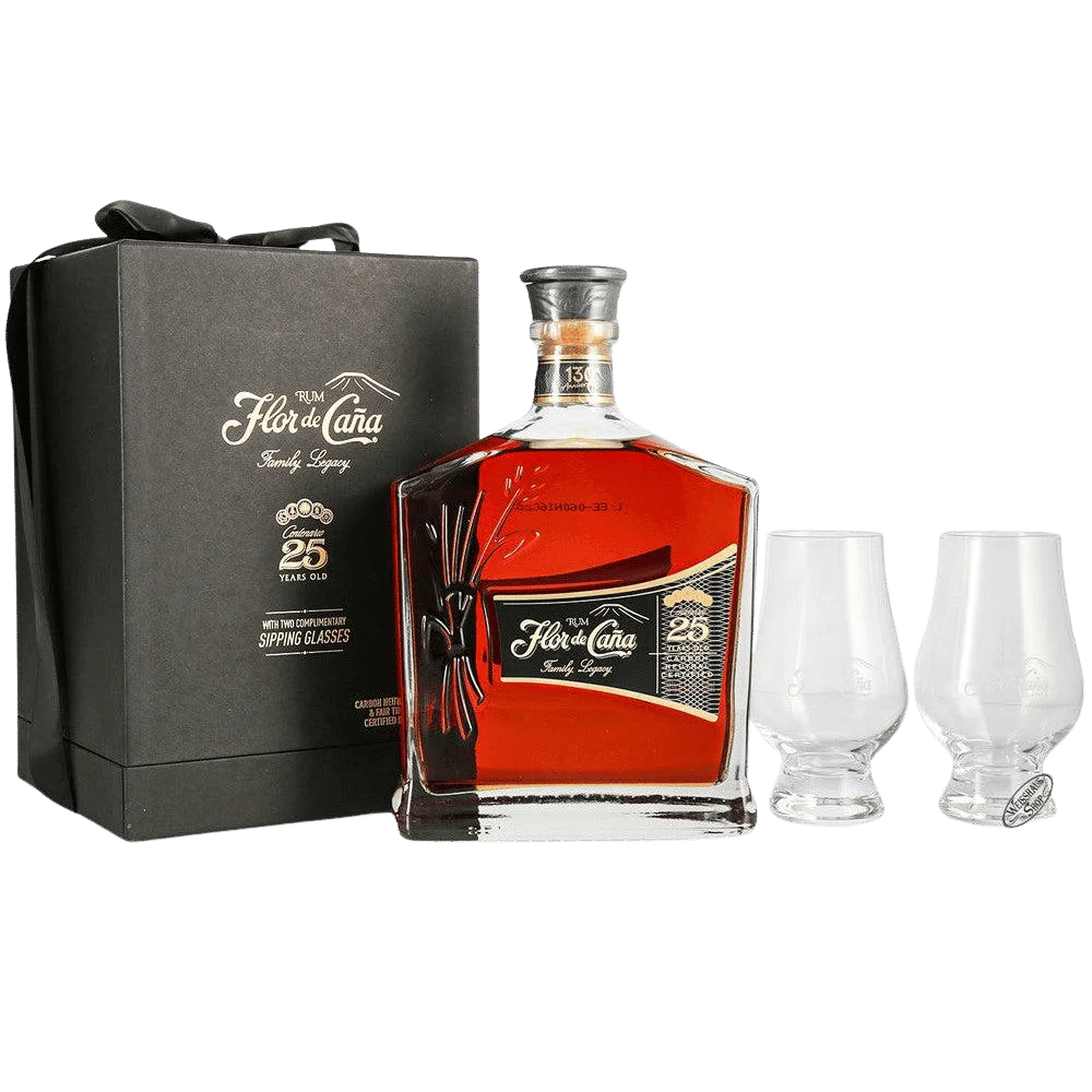 Flor de Caña 25y 0,7l 40% + 2x sklo GB