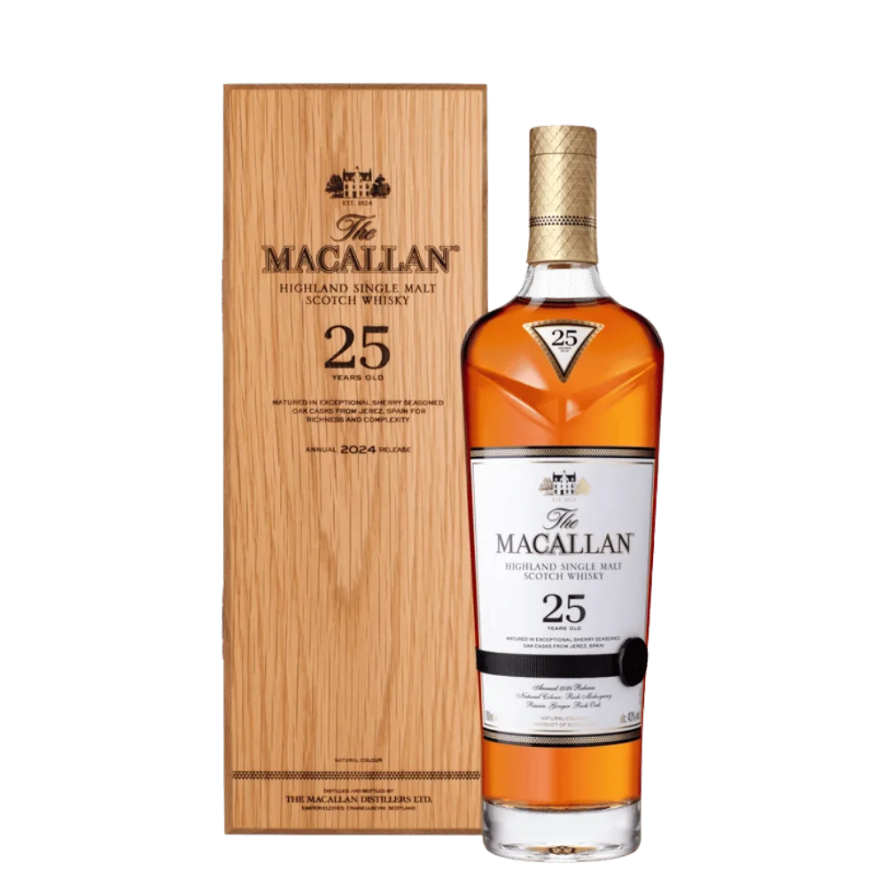 Macallan Sherry Oak 25y 0,7l 43% Dřevěný box / Rok lahvování 2024