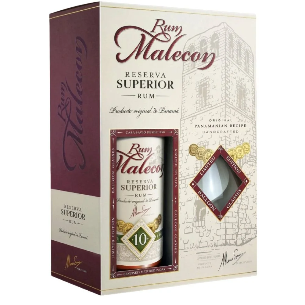 Malecon 10y 0,7l 40% + 2x sklo GB