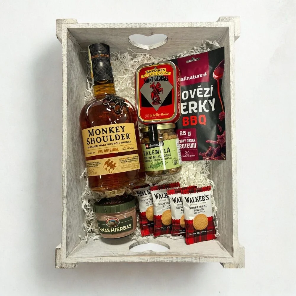 Dárkový Dřevěný Podnos s Alkoholem - Monkey Shoulder 0,7l 40%