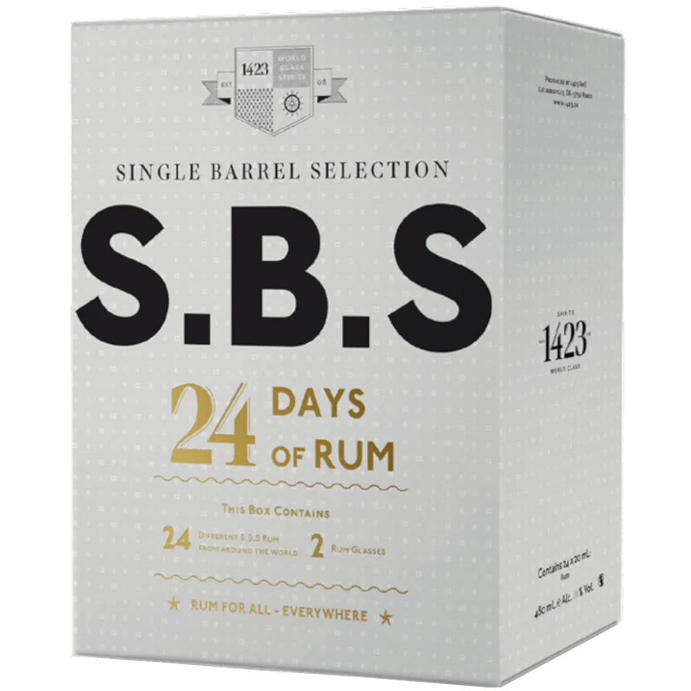 Rumový adventní kalendář S.B.S Edition 24×0,02l 50,7% + 2x sklo GB